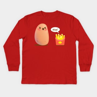 Funny French Fries Cute Kawaii Potato Kids Long Sleeve T-Shirt